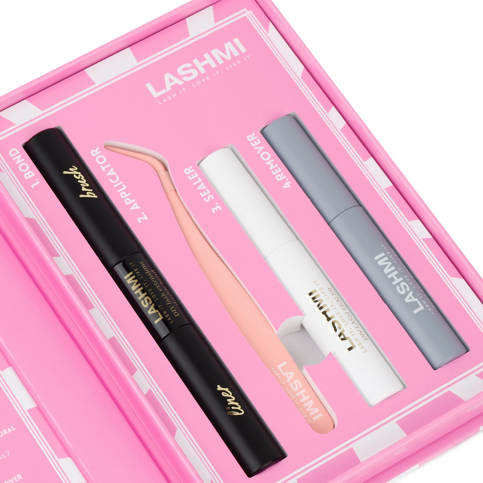 A set of accessories and products for eyelash application