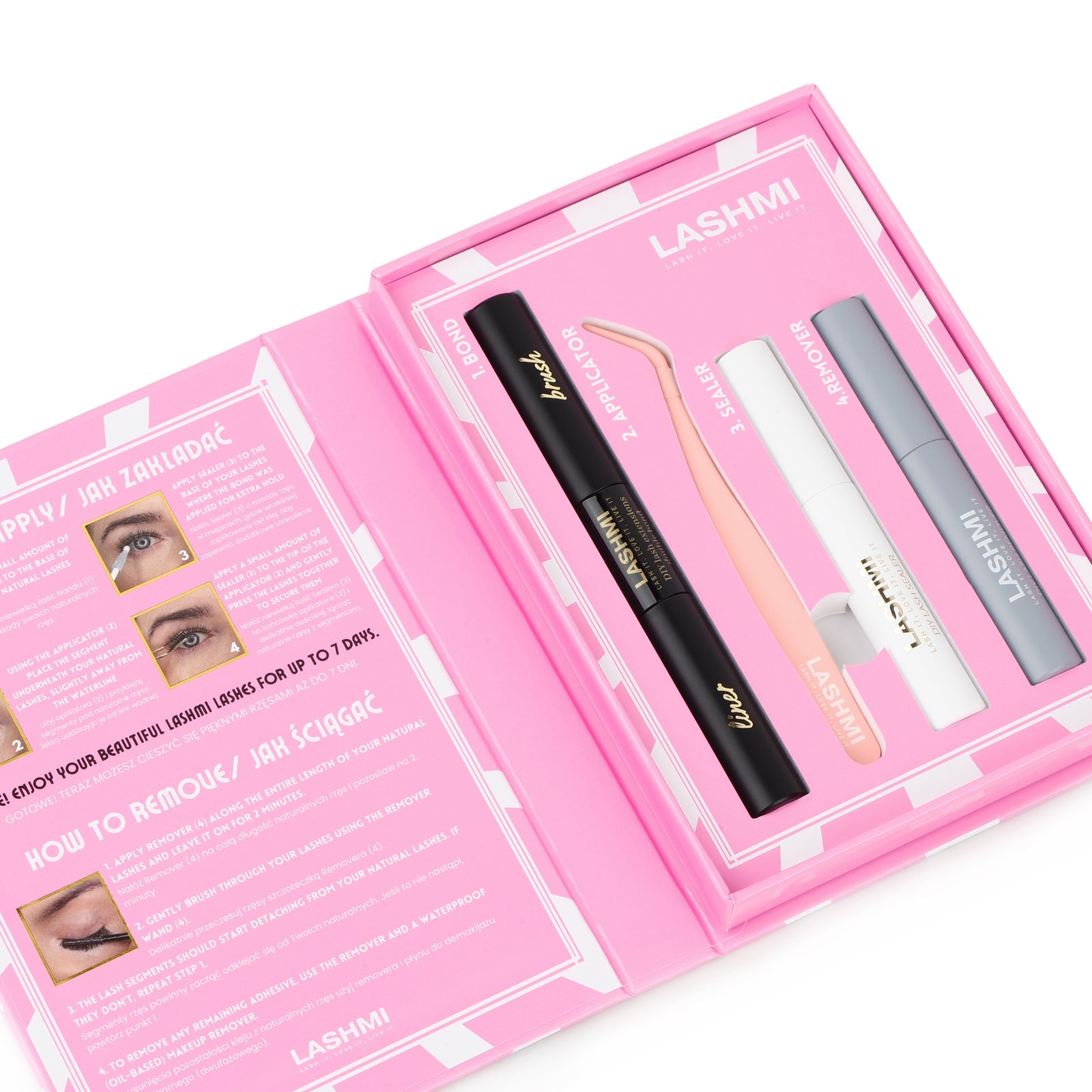 A set of accessories and products for eyelash application